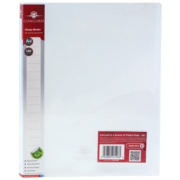 A4 Clamp Binders - Clear - Pack of 10