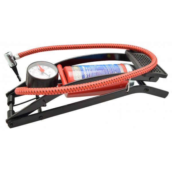 Foot Pump - Analogue Gauge - Single Barrel