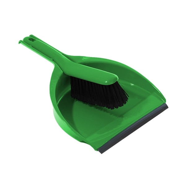 Hygiene Dustpan & Stiff Brush - Green