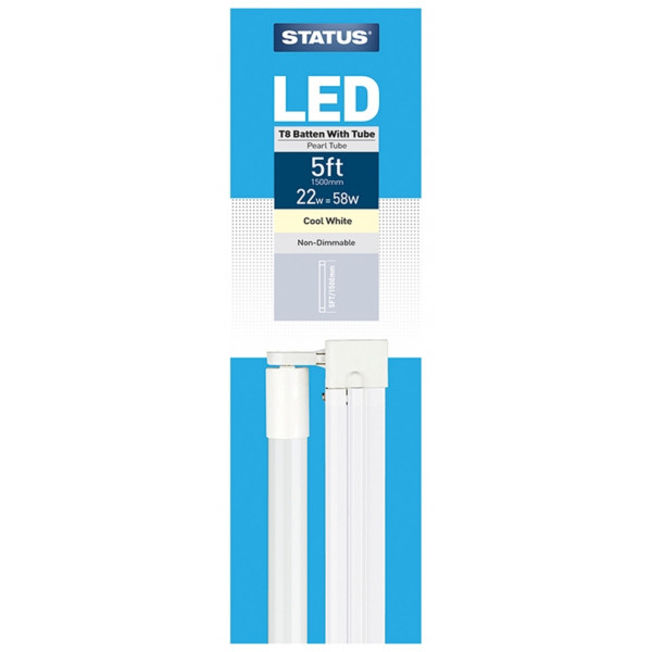 LED T8 Tube with Batten Fitting - 1500mm - 22W - 1900 Lumens