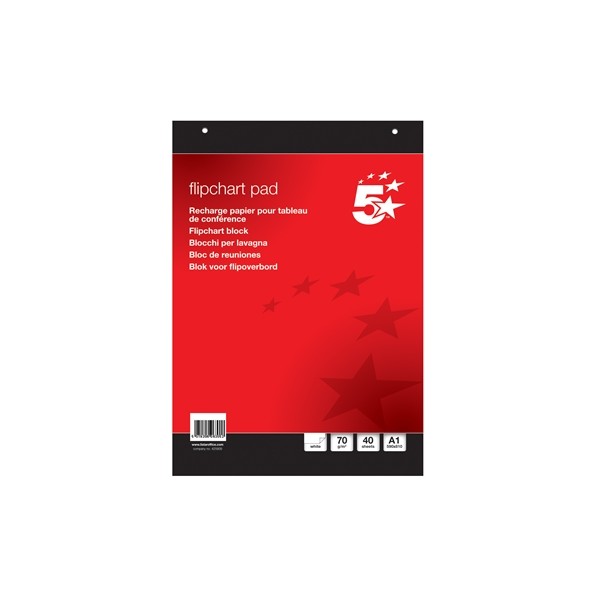 A1 Plain Flipchart Pad - 40 Sheets - Pack of 5