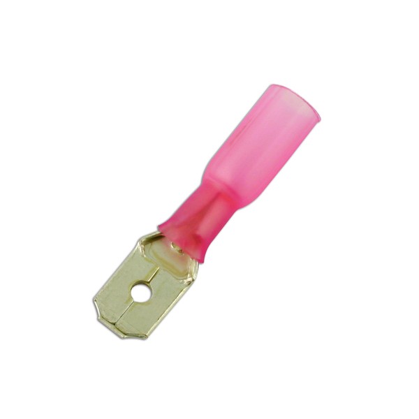 Wiring Connectors - Red - Heat Shrink Male Slide-on - 6.3mm - Pack Of 25