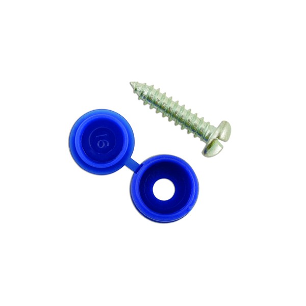 Number Plate Security Caps & Screws - Blue - Pack Of 100