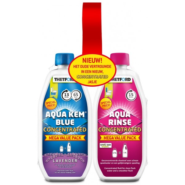 Aqua Kem Toilet Fluid and Rinse Concentrate Duo Pack - 0.75L