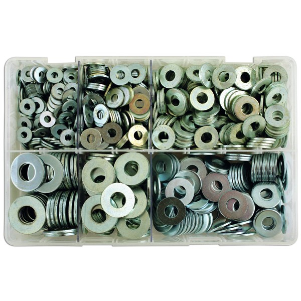 Zinc Plated Washers - Table Flat - Assorted - Box Qty 530