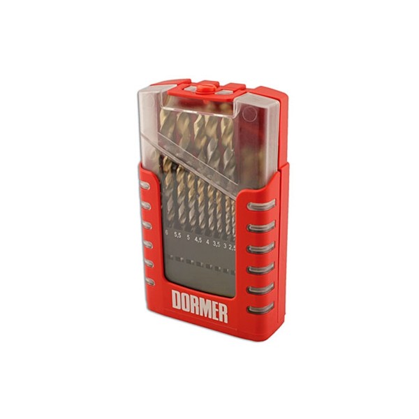 A002 Compact Tin Coated Drill Bit Set - 19 Piece