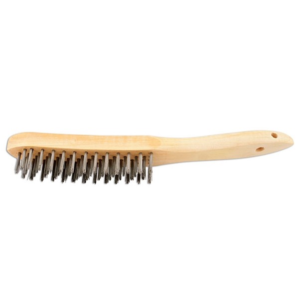 Wooden Handle Wire Scratch Brush - 4 Row - Pack Of 4