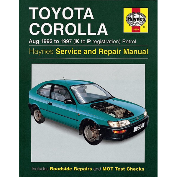 Toyota Corolla Petrol (Aug 92 - 97) K to P Reg - Car Manual