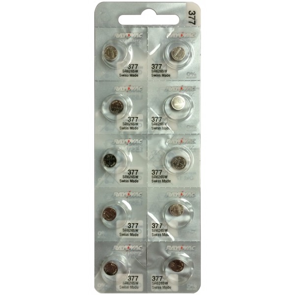 Coin Cell Battery 377 - Silver Oxide 1.55V - Strip of 10