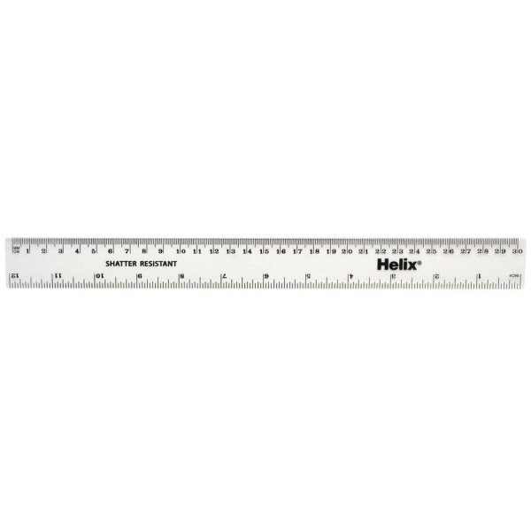 Shatterproof Ruler - Clear - 30cm/12 Inches