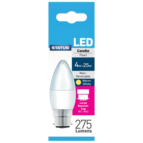 LED Bayonet Cap Candle Bulb - Warm White - 4W/275 Lumen