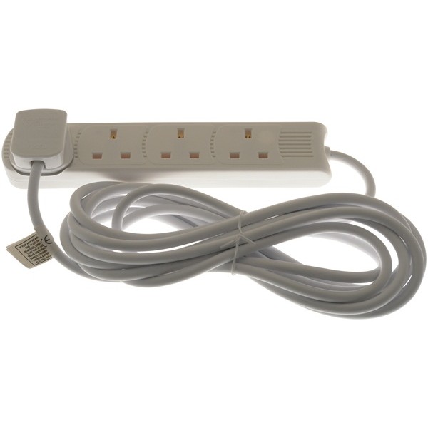 4 Way Extension Socket - White - 5m