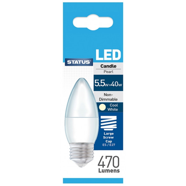 LED Edison Screw Candle Bulb - Cool White - 5.5W/470 Lumen