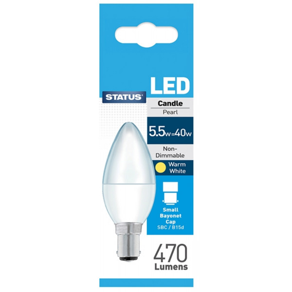 LED Small Bayonet Cap Candle Bulb - 5.5W - 470 Lumen