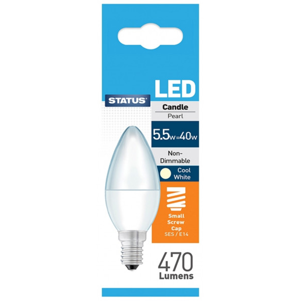 LED Small Edison Screw Candle Bulb - Cool White - 5.5W/470 Lumen