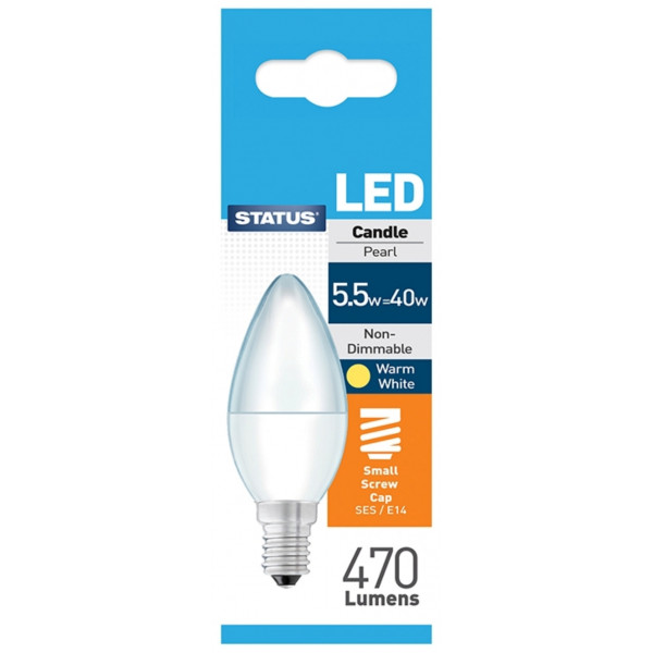 LED Small Edison Screw Candle Bulb - Warm White - 5.5W/470 Lumen