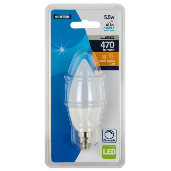 LED Small Edison Screw Cap Dimmable Candle Bulb - 5.5W - 470 Lumen