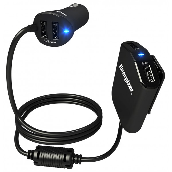 Quad USB Charger with Dual Extender - 12V - 2.4A