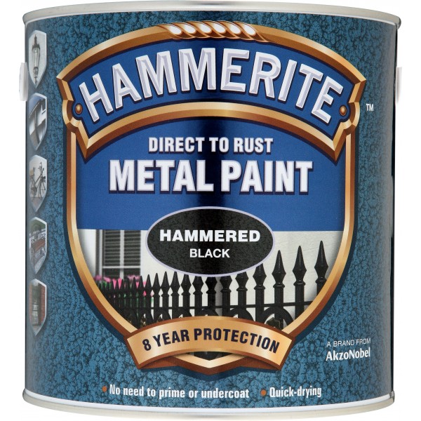 Direct To Rust Metal Paint - Hammered Black - 2.5 Litre