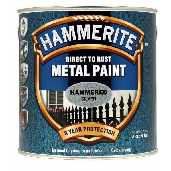 Direct To Rust Metal Paint - Hammered Silver - 2.5 Litre