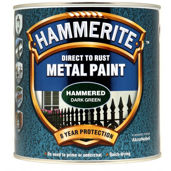 Direct To Rust Metal Paint - Hammered Dark Green - 2.5 Litre