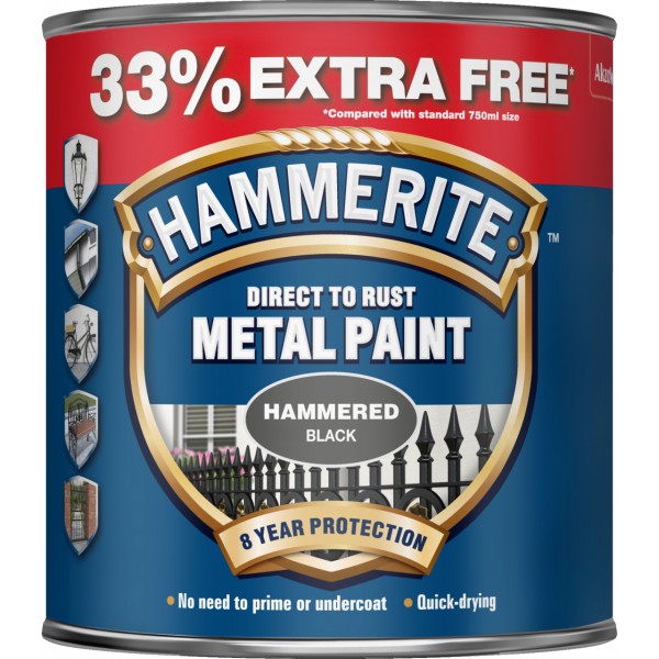 Direct To Rust Metal Paint - Hammered Black - 750ml +33% EF