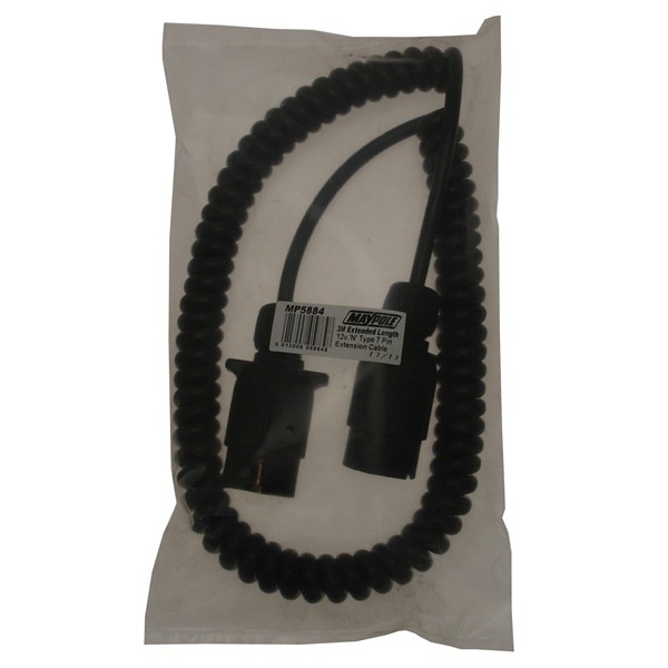 Curly Extension Lead -3m - 12N - 7-Pin Plugs
