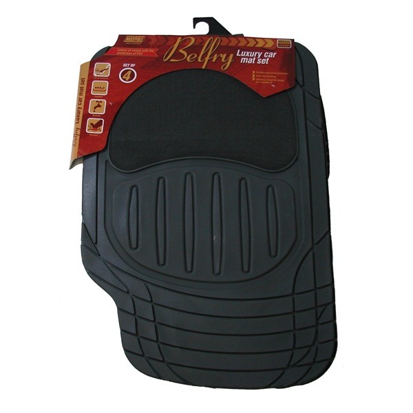 Belfry Luxury Car Mats - Carpet & PVC - Grey - 4 Piece