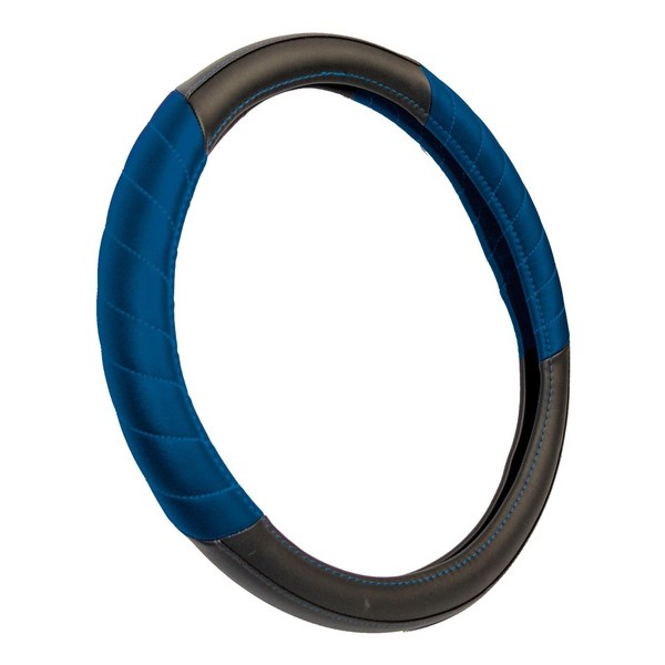 Steering Wheel Cover - Leatherlook - Black/Blue
