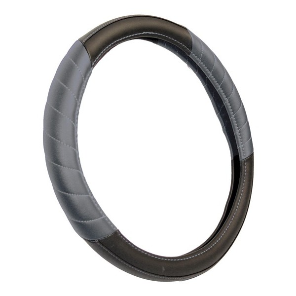 Steering Wheel Cover - Leatherlook - Black/Grey