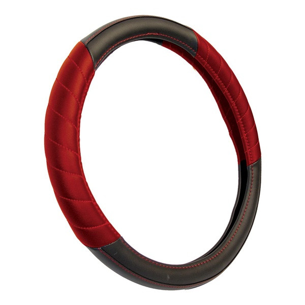 Steering Wheel Cover - Leatherlook - Black/Red