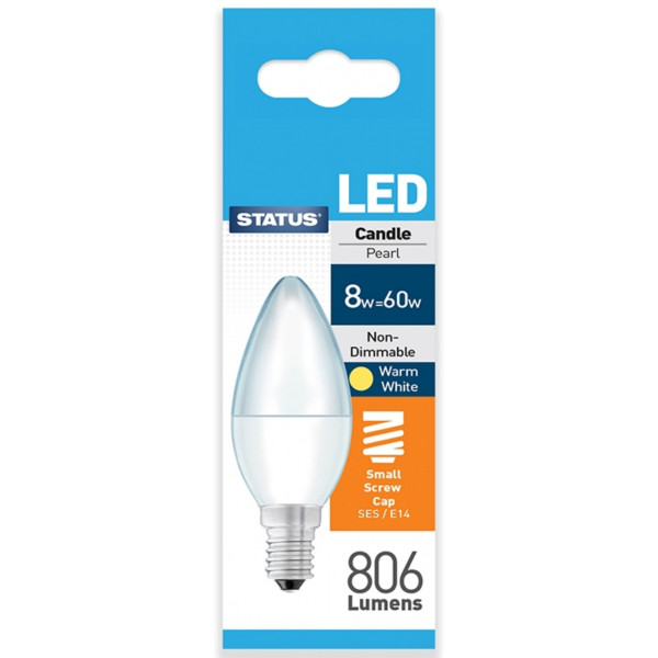LED Small Edison Screw Candle Bulb - Warm White - 8W/806 Lumen