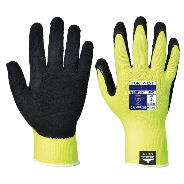 Hi-Vis Grip Gloves - Yellow - Medium