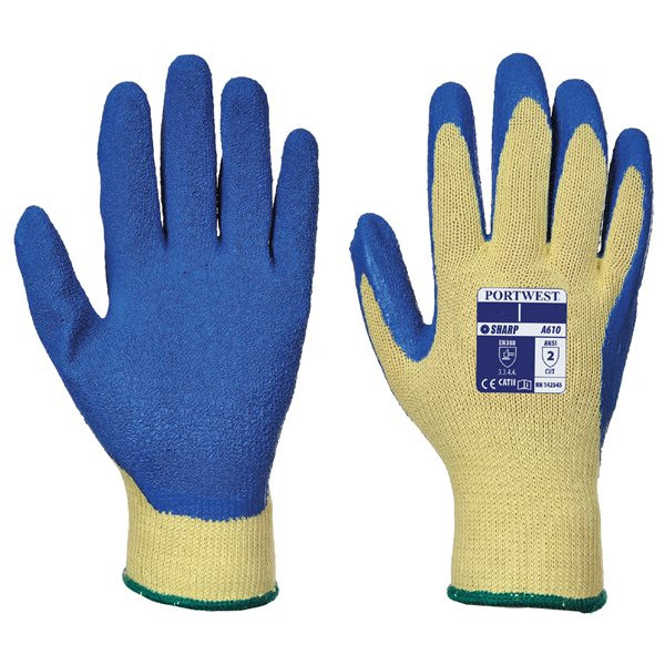 Cut 3 Latex Grip Gloves - Yellow/Blue - Large