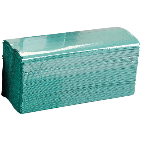 1 Ply Green C-Fold Paper Hand Towels - 12 Packs of 240 Sheets