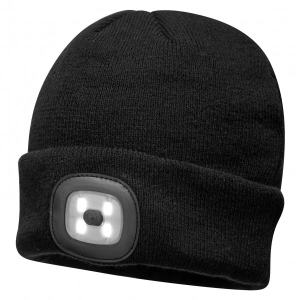 Twin LED Beanie Head Light Hat - Black
