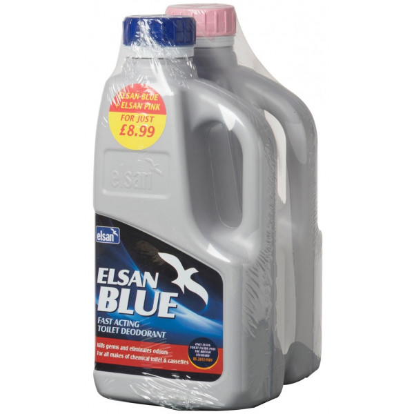 Blue Toilet Fluid and Pink Rinse - 1 Litre Twinpack