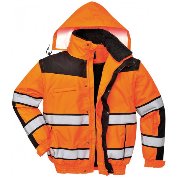 Hi-Vis Bomber Jacket - Orange/Black - Medium
