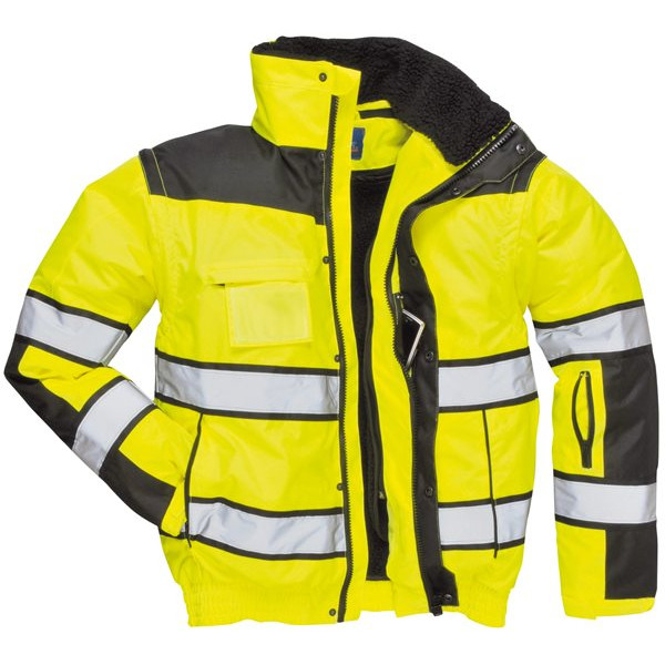 Hi-Vis Bomber Jacket - Yellow/Black - Medium
