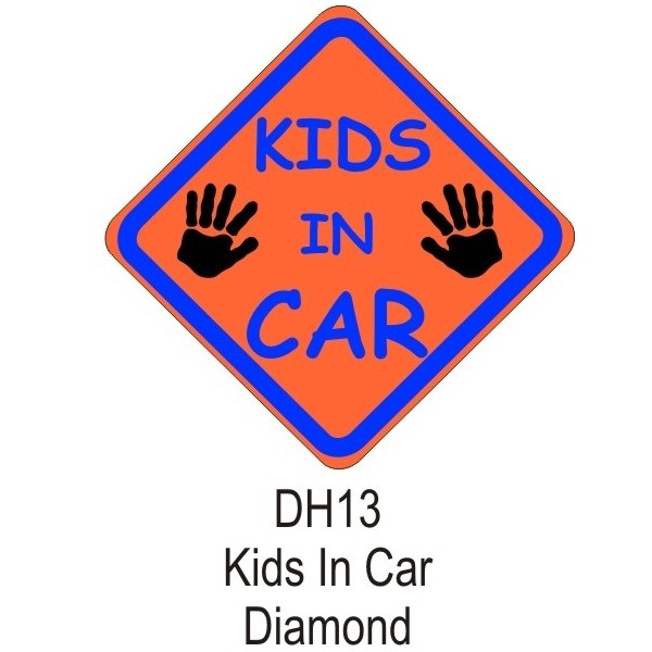 Suction Cup Diamond Sign - Orange - Kids In Car