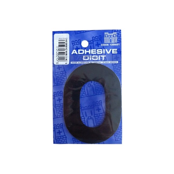 0- 3in. Adhesive Digit - Black - Pack Of 12