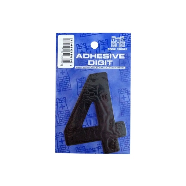 4 - 3in. Adhesive Digit - Black - Pack Of 12