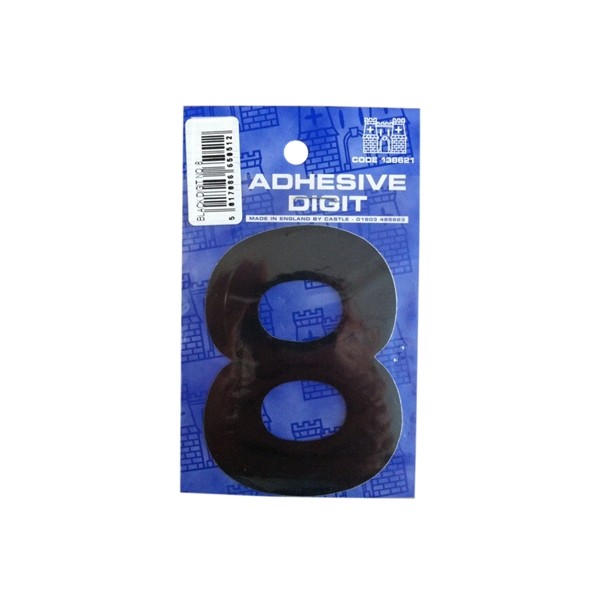 8 - 3in. Adhesive Digit - Black - Pack Of 12