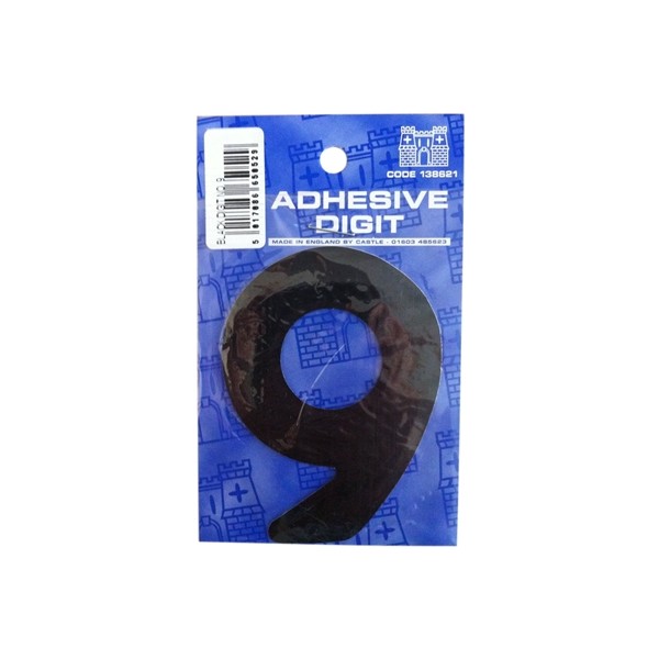 9 - 3in. Adhesive Digit - Black - Pack Of 12