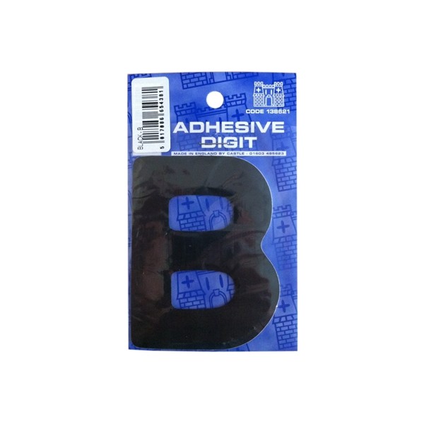 B - 3in. Adhesive Digit - Black - Pack Of 12