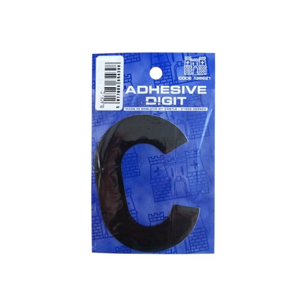 C - 3in. Adhesive Digit - Black - Pack Of 12
