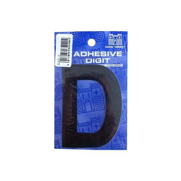 D - 3in. Adhesive Digit - Black - Pack Of 12