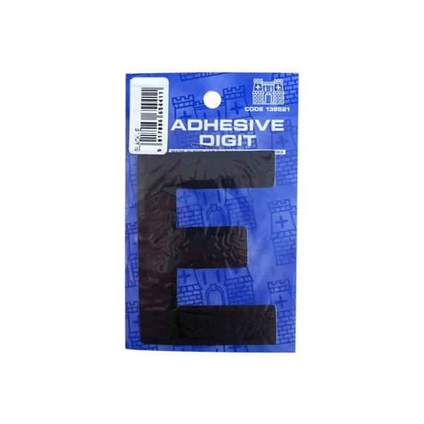 E - 3in. Adhesive Digit - Black - Pack Of 12