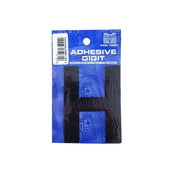 H - 3in. Adhesive Digit - Black - Pack Of 12