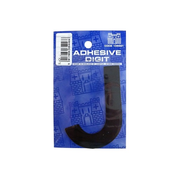 J - 3in. Adhesive Digit - Black - Pack Of 12